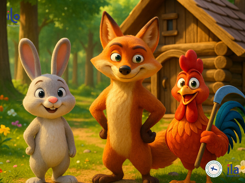 Cáo, Thỏ và Gà trống, cổ tích Nga giúp bé học cách can đảm