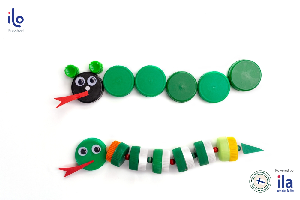 Cách làm đồ chơi sáng tạo từ phế liệu: con rắn bằng nắp chai nhựa