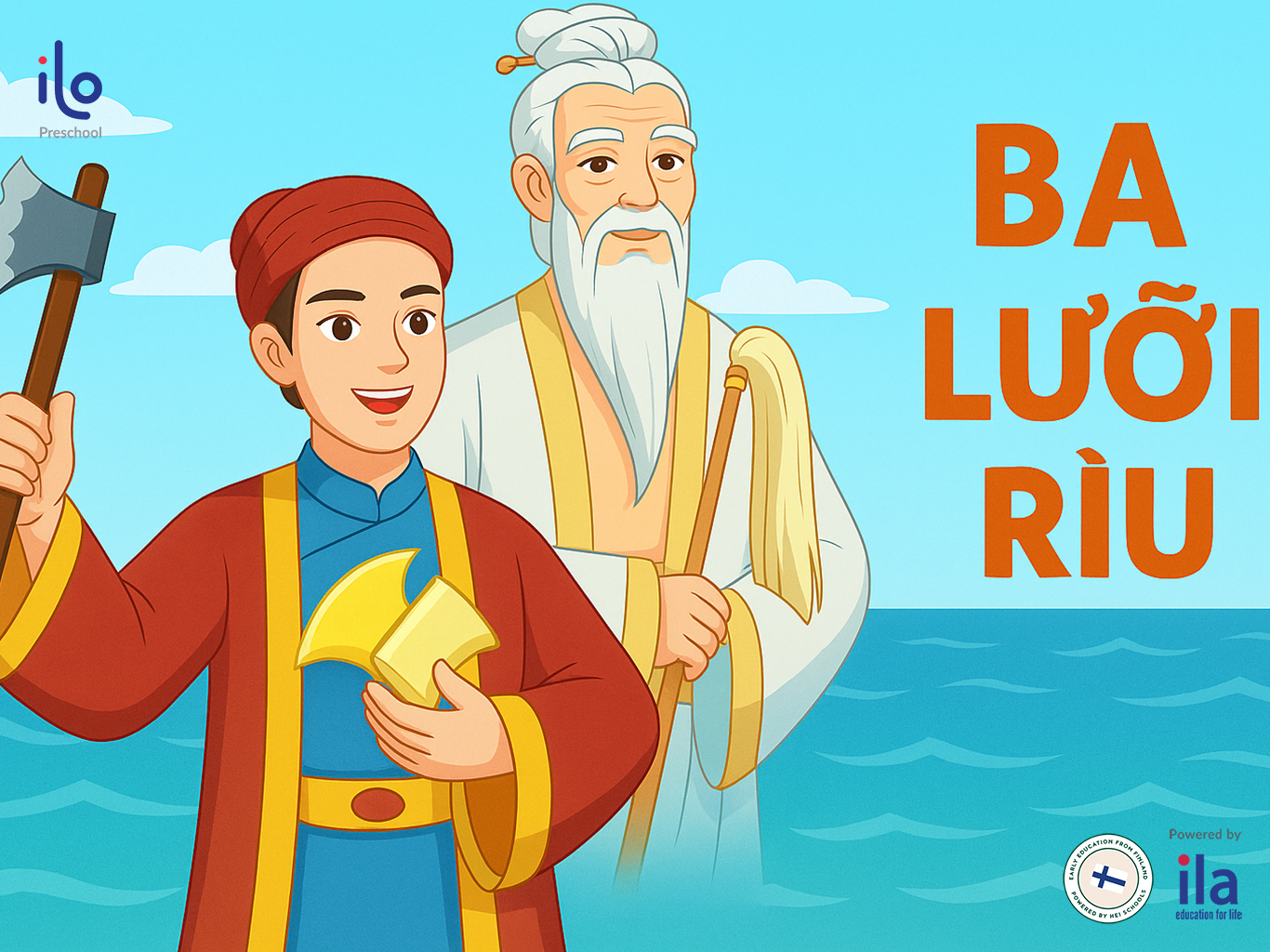 Truyện cổ tích Ba lưỡi rìu song ngữ (Anh – Việt)