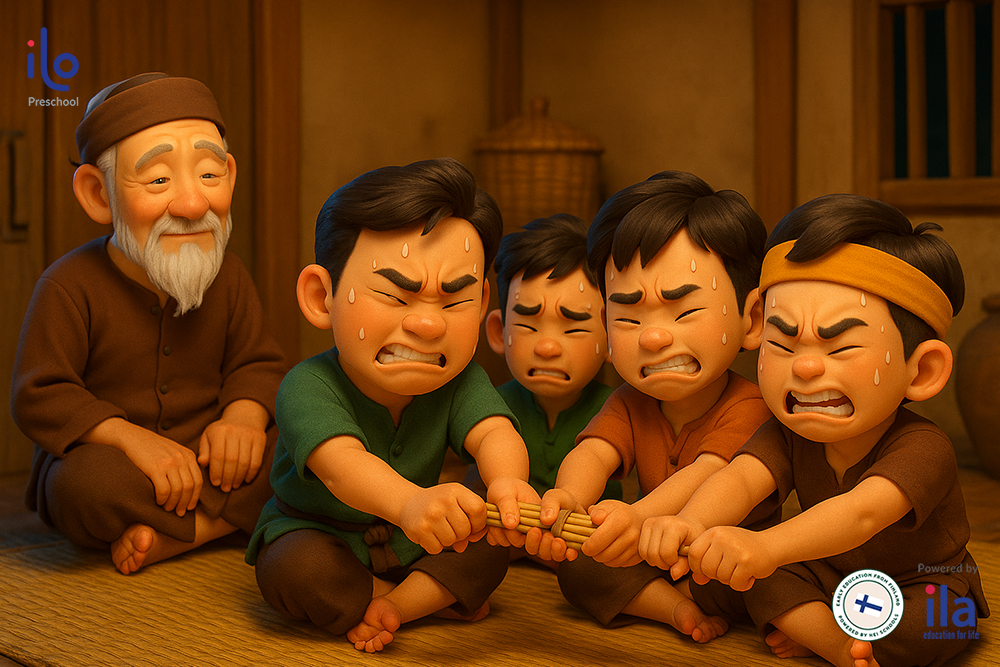 Câu chuyện bó đũa bằng tiếng Anh cho bé
