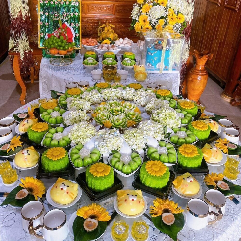 Mâm cúng 12 bà mụ và đức ông