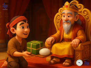 Sự tích bánh chưng bánh giầy (song ngữ): Vì sao bánh chưng vuông, bánh giầy tròn?