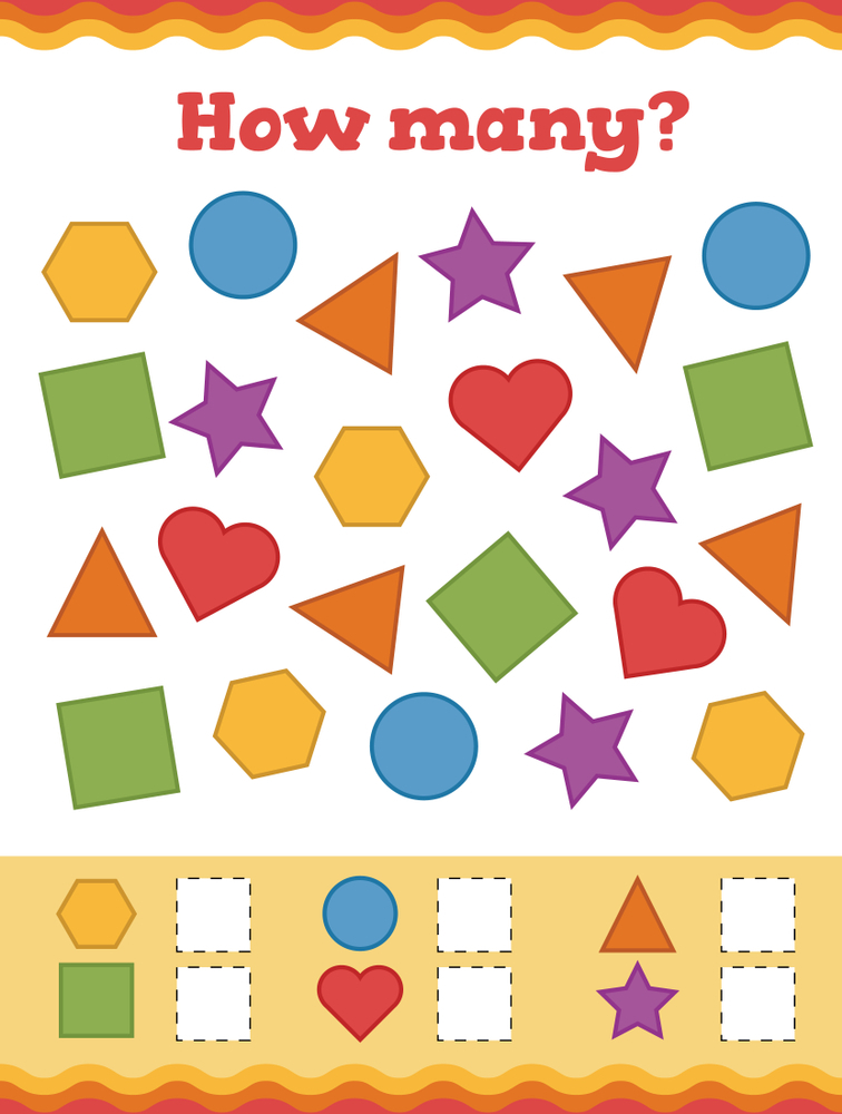 Bài tập toán tư duy cho trẻ mầm non phân biệt hình khối, màu sắc, hình dáng