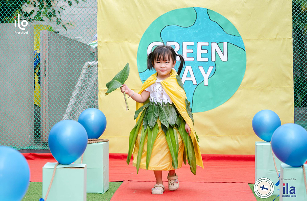 Trang phục tái chế cho trẻ mầm non từ lá cây