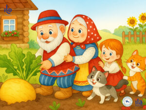Truyện Nhổ củ cải song ngữ: Dạy bé bài học yêu thương và đoàn kết